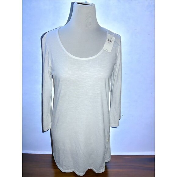 J Jill solid white quarter sleeve pullover lightweight tunic ladies NEW Small - Picture 4 of 7